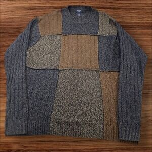 Vintage Dockers Patchwork Knit Sweater Pullover Crew Neck Cotton‎ Blend XLT
